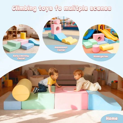 Miniatura 4 de MIND&ACTION 6 piezas de juguetes de escalada para niños pequeños, juguetes de escalada para niños de 1 año, juego suave, bloques de escalada