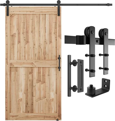 Miniatura 8 de SMARTSTANDARD Kit de herrajes para puerta corrediza de granero resistente de 5.5 pies, color negro