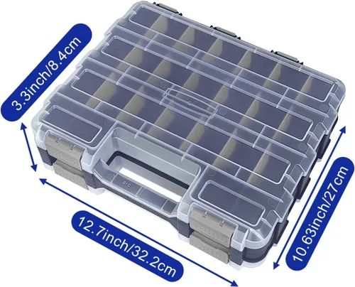 Miniatura 4 de Organizador de Caja de Herramientas de Doble Lado, Caja de Almacenamiento de Ferretería, Organizador Portátil de Piezas Pequeñas con Divisores
