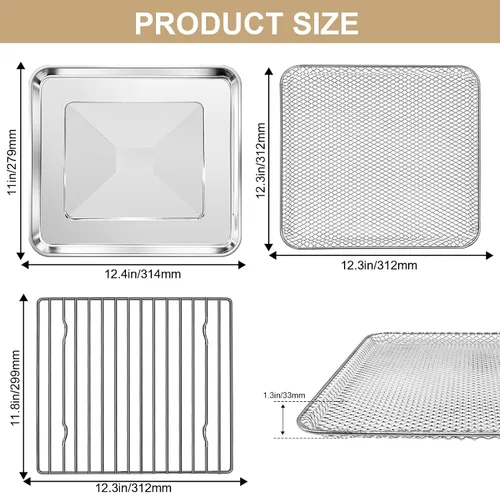 Miniatura 2 de Accesorios de repuesto para horno tostador Gourmia GTF7655 GTF7350 GTF7460, 3 en 1 bandeja cesta rack kit para Gourmia Digital Tostador Horno
