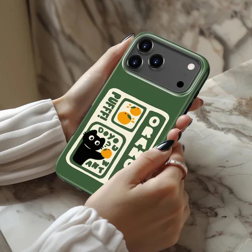 Miniatura 2 de Goodon para iPhone 17 Pro, Funda Estética de Gato Negro y Niña Naranja, Compatible con Magsafe, Funda Protectora Retro Única y Moderna de Silicona