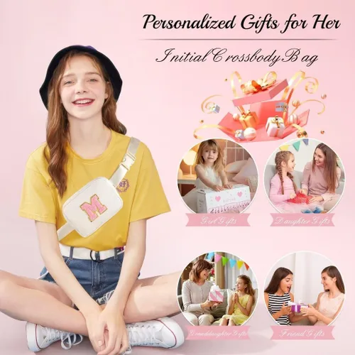 Miniatura 3 de YOOLIFE - Cangureras cruzadas con iniciales, regalos de cumpleaños personalizados para mujeres, adolescentes, niñas, su madre, hija, hermana