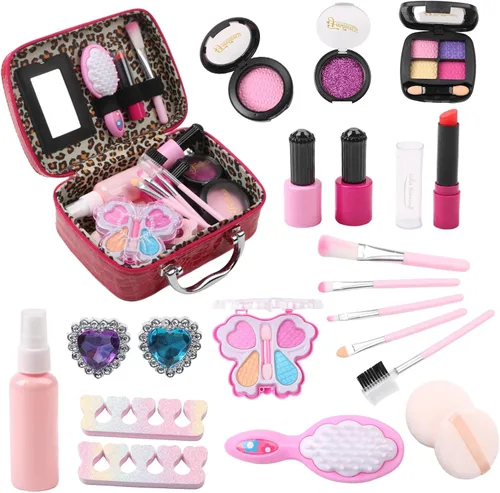 Juego de maquillaje para niñas, kit de cosméticos para juegos de rol, perfecto para cumpleaños y Navidad, juego de cosméticos para niños pequeños