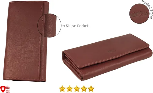 Miniatura 6 de Mou Meraki - Billetera o bolsa de mano de cuero genuino, con bloqueo de seguridad RFID, con escudo contra el robo de identidad, para mujeres