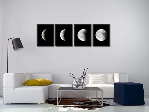 Miniatura 2 de Wieco Art Arte de pared enmarcado moderno Giclée, impresiones artísticas abstractas del espacio blanco y negro a fotos pinturas sobre lienzo, arte