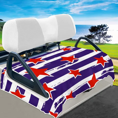 YOKYHOM Fundas de asiento de carrito de golf con bandera estadounidense para 2/4 plazas, manta patriótica de Estados Unidos mantiene los asientos