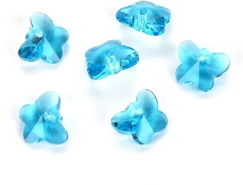 Miniatura 12 de 20 colgantes de cristal de mariposa checa de 0.394 in (0.39 pulgadas) abril transparente piedra natal agujero lateral cuentas para joyería artesanía