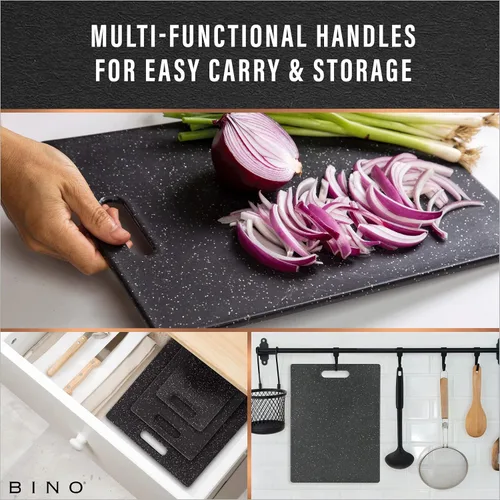 Miniatura 6 de BINO - Tabla de cortar de 3 piezas Plástico libre de BPA, duradero, multiusos, de doble cara, apto para lavavajillas, fácil de limpiar Granito