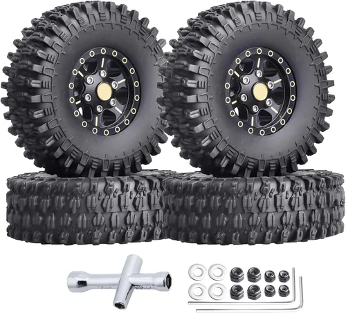 HobbyPark Ruedas y neumáticos Beadlock de latón 1.0 para Traxxas TRX4M Piezas de actualización Axial SCX24 1/24 RC Crawler Reemplazo (paquete de 4)