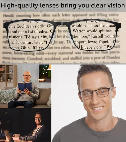 Miniatura 3 de Paquete de 4 lentes de lectura para hombre, bloqueo de luz azul, bisagra de resorte, elegantes lectores de marco completo de metal para hombres