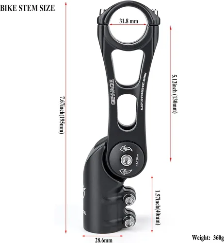 Miniatura 5 de GEWAGE Vástago de Bicicleta - Vástago de Bicicleta Ajustable de 130 Grados - Vástago de Manillar de 75mm 90mm 130mm para Manillar de 31.8(1-1/4")