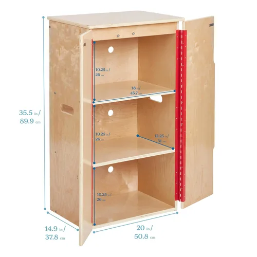 Miniatura 2 de ECR4Kids Refrigerador de Cocina de Juguete, Juego de Madera, Natural