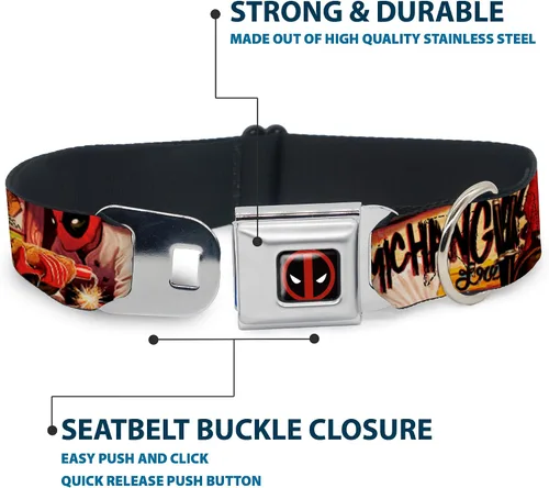 Miniatura 4 de Collar de perro hebilla de cinturón de seguridad Deadpool Kills Deadpool 2 cubierta Dynamite Chimichanga 9 a 15 pulgadas 1.0 pulgadas de ancho
