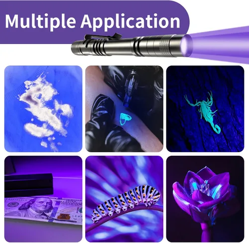Miniatura 2 de COSOOS Linterna de luz negra UV, 395 nm mini luz de bolígrafo con clip, linterna ultravioleta impermeable para fugas, orina de mascotas, escorpión