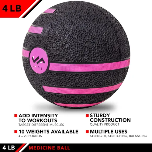 Miniatura 3 de JFIT Dual Texture Medicine Ball – Weighted Exercise Ball for Strength, Core & Functional Fitness Training