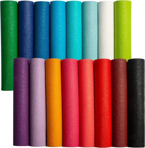 Hojas de cuero sintético, 16 piezas de 8.3 x 12 pulgadas (8.3 in x 11.8 in) tamaño A4 tela de cuero sintético para aretes, zapatos, bolsas, lazo,