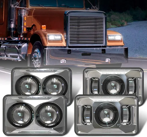 Miniatura 7 de 4 faros delanteros LED rectangulares aprobados por DOT de 60 W, 4 x 6 pulgadas, H4651, H4652, H4656, H4666, H6545, compatibles con camiones Negro