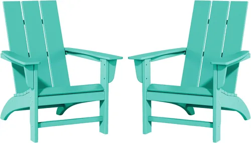 Miniatura 11 de Silla Adirondack de Madera Sintética Adiromoti, Sillas de Patio Resistente a Todo Clima, Aspecto de Madera, Silla Pre-Ensamblada para Fuego al Aire