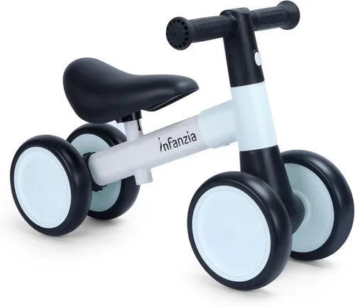 Miniatura 9 de INFANZIA Bicicleta de equilibrio para bebés de 12 a 36 meses, 1 año de edad, primera bicicleta sin pedal con asiento ajustable, 4 ruedas para bebés