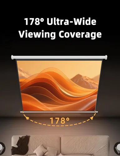Miniatura 5 de Pantalla de proyector motorizada blanca mate de 120 pulgadas para proyector de tiro largo y estándar, pantalla de cine de ángulo de visión de 178°