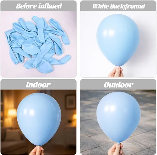 Miniatura 3 de Voircoloria - Globos azul bebé claro, paquete de 66 globos de 12 pulgadas de látex para fiestas para niños y niñas, para cumpleaños, baby shower, 16