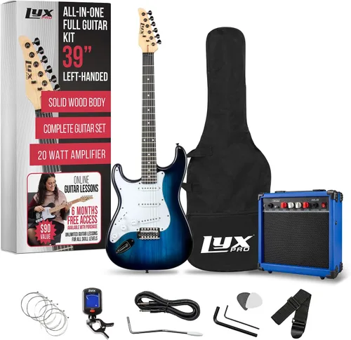 Miniatura 13 de LyxPro Kit completo de guitarra eléctrica de 39 pulgadas para principiantes, tamaño completo con amplificador de 20 W, el paquete incluye todos