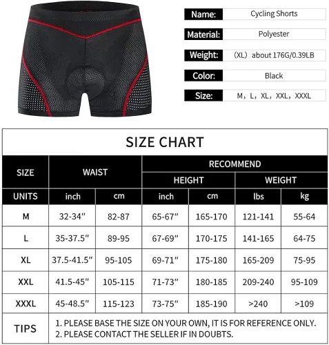 Miniatura 7 de Lixada 5D - Pantalones cortos de ciclismo para hombre acolchados transpirables de secado rápido