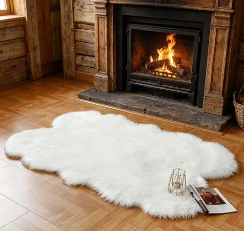 Miniatura 15 de Alfombra de piel sintética de 2 x 6 pies, color beige, lavable a máquina, súper suave, esponjosa, alfombra de piel de oveja mullida para dormitorio