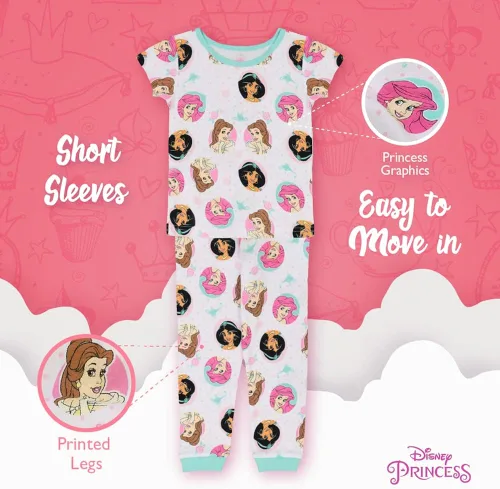 Miniatura 4 de Disney Girls 4-Piece Snug-fit Cotton Pajamas Set