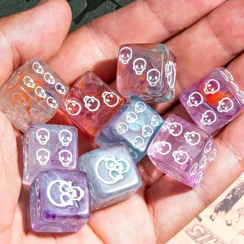 Miniatura 17 de Juego de 10 dados D6 de 16 mm, juego de dados blancos de 6 lados para juegos de mesa RPG A-white