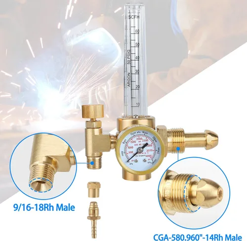 Miniatura 2 de BETOOLL Regulador de Argón - Regulador de Soldadura - Medidor de Flujo de Argón/CO2 MIG TIG Regulador de Gas con Manguera de Gas de 6.6 pies