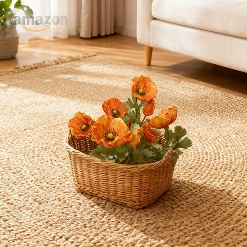 Miniatura 6 de Ramo de flores de anémona artificial de tacto real, 5 uds, decoración para el hogar (naranja)