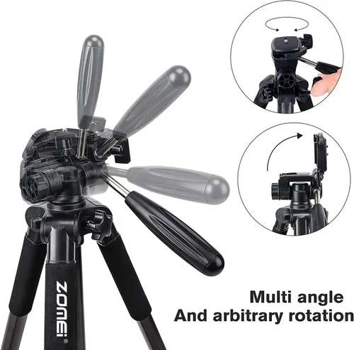 Miniatura 2 de Trípode para cámara de 55 pulgadas Q111 con soporte para teléfono, trípode para celular portátil y ligero para Canon Nikon Sony DSLR, proyector