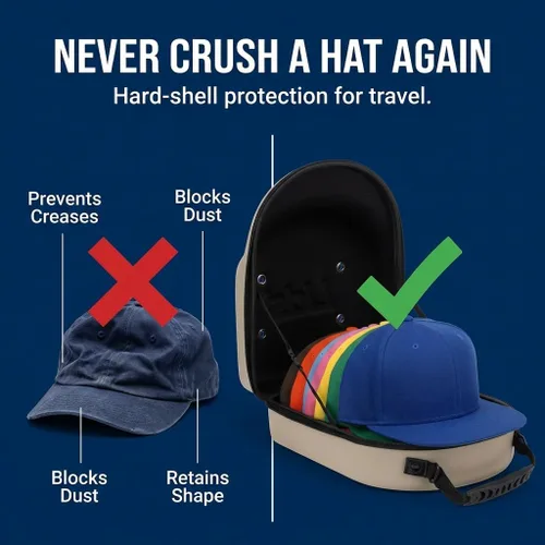 Miniatura 4 de Lids Estuche de viaje para gorras, para 6 sombreros, exterior de camuflaje duradero con interior negro, almacenamiento con asa y correa de hombro