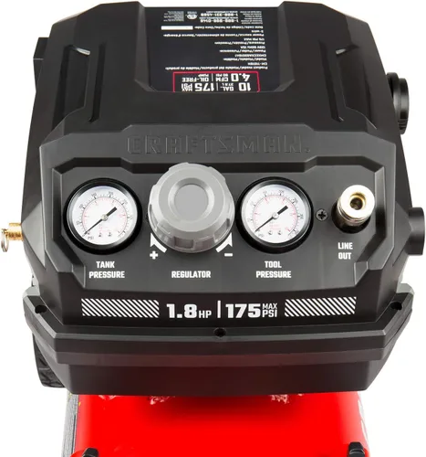 Miniatura 7 de Craftsman Compresor de aire, 10 galones 1.8 HP Max 175 PSI Presión, potente y portátil Compresor sin aceite, sin mantenimiento, para el hogar