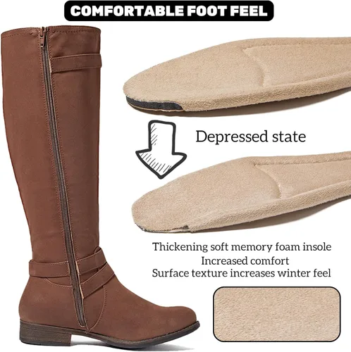 Miniatura 3 de Botas altas hasta la rodilla para mujer, elegantes y cómodas, con punta redonda, cierre de cremallera lateral, para otoño e invierno para mujer