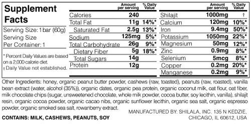 Miniatura 8 de Shilala Organic Superfood Energy Bar con 1000 mg de Shilajit Sin gluten, sin azúcar, alto ácido fúlvico Suplemento energético natural, aperitivo