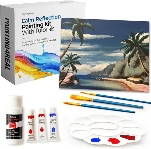 Miniatura 19 de Painting4Real Kit de clase de pintura de bricolaje para adultos con tutoriales en video: Aprende a pintar Amber Lake - Cómo pintar con acrílicos