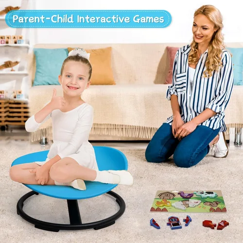 Miniatura 7 de Silla giratoria para niños autistas, juguete sensorial para adolescentes con TDAH/autismo, entrenamiento de equilibrio corporal, regalo calmante Azul