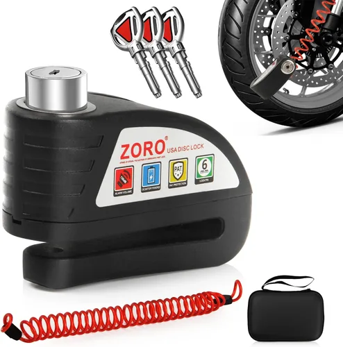 Cerradura de motocicleta, bloqueo de freno de disco con alarma de 130 DB, cerraduras de motocicleta resistentes antirrobo, alarma de motocicleta