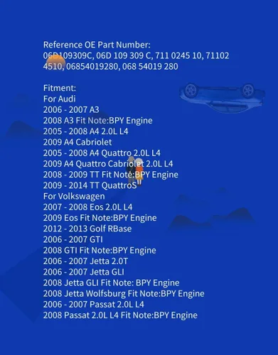 Miniatura 2 de 06D109309C - Seguidor del árbol de levas de la bomba de combustible para VW Audi 2.0T FSI Volkswagen Reemplazar 06D109309C 06D 109 309 C 711 0245 10