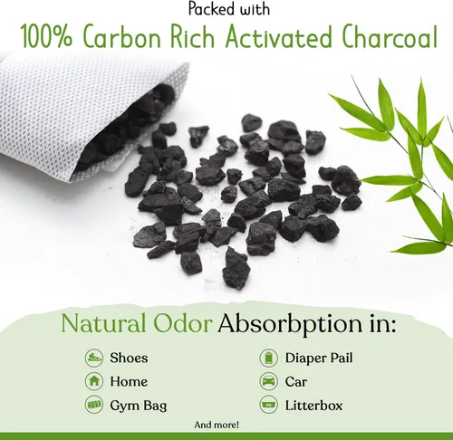 Miniatura 2 de bmbu Desodorizadores de zapatos de carbón – Inserto de bolsa purificadora de aire de bambú natural activado para zapatillas de deporte, eliminador