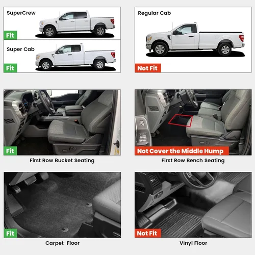 Miniatura 2 de LASFIT Alfombrillas delanteras para Ford F-150 2015-2026 F150 Lightning 2022-2025 SuperCrew & Super Cab Alfombra para todo tipo de clima, tapetes