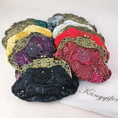Miniatura 5 de Belsen Bolsos de noche de flores de lentejuelas con cuentas vintage para mujer