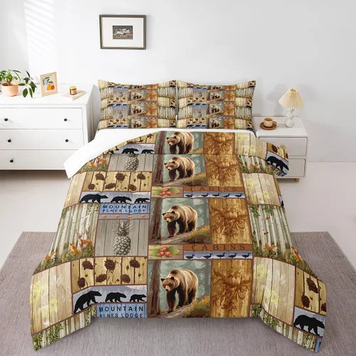 Miniatura 40 de Feelyou Juego de edredón rústico de ciervos para niños, edredón de caza de ciervos para niños, adolescentes, juego de ropa de cama de cuernos