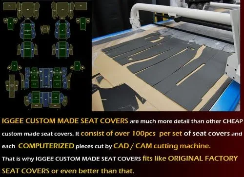 Miniatura 4 de Iggee Diseñado para Mazda Miata 2001-2005, Beige - Funda de asiento de piel sintética hecha a medida, ajuste original