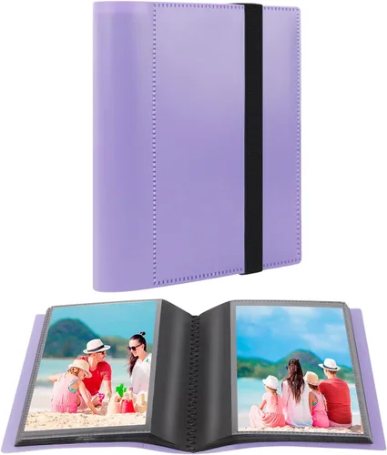 Miniatura 12 de Álbum de fotos pequeño, página interior negra con fuerte banda elástica, cada uno con capacidad para 64 fotos, mini libro de 4 x 6 pulgadas, álbum