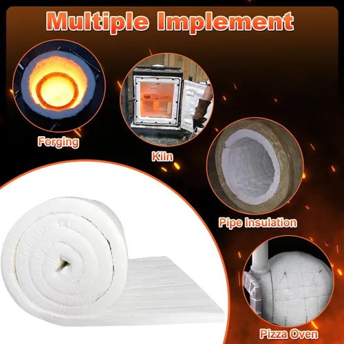 Miniatura 6 de Manta de fibra de cerámica, deflector de aislamiento ignífugo, clasificado para 2400F, tamaño 24 x 12 pulgadas, 1 pulgada de grosor, resistencia a