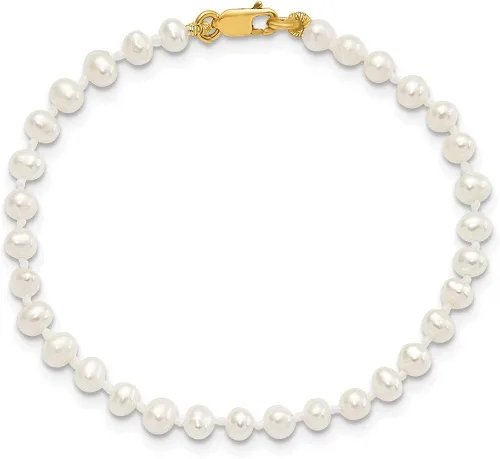 Miniatura 7 de Collar de perlas cultivadas FW de 14 k 0.118-0.157 in de 14 pulgadas, 5 pulgadas. Pulsera y aretes estilo XF502SET, Metal, no conocido