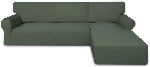 Miniatura 9 de PureFit - Fundas superelásticas para sofá modular en L, 2 fundas de elastano antideslizantes con borde elástico, ideal para niños y mascotas